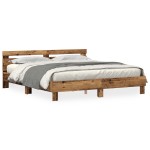 vidaXL Cadru de pat cu headboard Lemn vechi 200 x 200 cm Lemn compozit