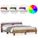 vidaXL Cadru de pat cu headboard Lemn vechi 200 x 200 cm Lemn compozit