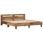 vidaXL Cadru de pat cu headboard Lemn vechi 200 x 200 cm Lemn compozit