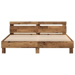 vidaXL Cadru de pat cu headboard Lemn vechi 200 x 200 cm Lemn compozit