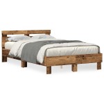 vidaXL Cadru de pat cu headboard Lemn vechi 120 x 200 cm Lemn compozit vidaXL Cadru de pat cu headboard Lemn vechi 120 x 200 cm Lemn compozit