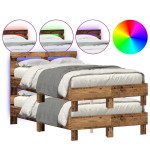 vidaXL Cadru de pat cu headboard Lemn vechi 120 x 200 cm Lemn compozit vidaXL Cadru de pat cu headboard Lemn vechi 120 x 200 cm Lemn compozit