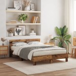 vidaXL Cadru de pat cu headboard Lemn vechi 140 x 190 cm Lemn compozit vidaXL Cadru de pat cu headboard Lemn vechi 140 x 190 cm Lemn compozit