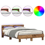 vidaXL Cadru de pat cu headboard Lemn vechi 140 x 190 cm Lemn compozit vidaXL Cadru de pat cu headboard Lemn vechi 140 x 190 cm Lemn compozit