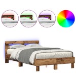 vidaXL Cadru de pat cu headboard Lemn vechi 135 x 190 cm Lemn compozit vidaXL Cadru de pat cu headboard Lemn vechi 135 x 190 cm Lemn compozit