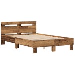 vidaXL Cadru de pat cu headboard Lemn vechi 135 x 190 cm Lemn compozit vidaXL Cadru de pat cu headboard Lemn vechi 135 x 190 cm Lemn compozit