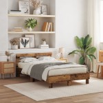 vidaXL Cadru de pat cu headboard Lemn vechi 120 x 190 cm Lemn compozit vidaXL Cadru de pat cu headboard Lemn vechi 120 x 190 cm Lemn compozit