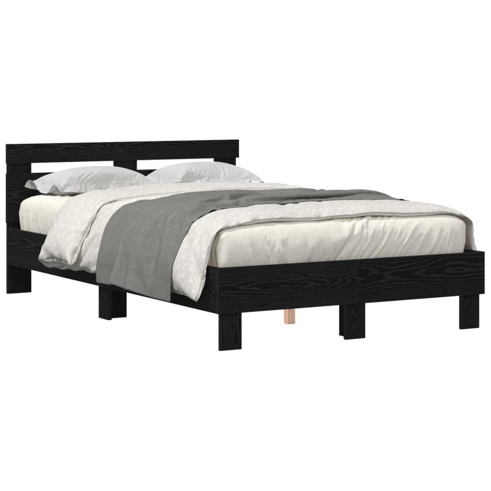 vidaXL Cadru de pat cu lamele Stejar negru Lemn ingineresc 120 x 190 cm