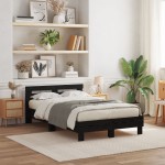 vidaXL Cadru de pat Stejar negru 120 x 190 cm Lemn compozit