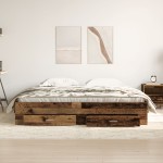vidaXL Cadru de pat cu sertare Lemn vechi 180 x 200 cm Lemn compozit