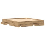 vidaXL Cadru de pat cu sertare cu sertar stejar artizanal 180 x 200 cm
