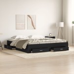 vidaXL Cadru de pat cu sertare Stejar negru 180 x 200 cm Lemn compozit vidaXL Cadru de pat cu sertare Stejar negru 180 x 200 cm Lemn compozit
