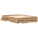 vidaXL Cadru de pat cu sertare cu sertar stejar artizanal 160 x 200 cm