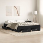 vidaXL Cadru de pat cu sertare Stejar negru 140 x 200 cm Lemn compozit