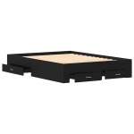 vidaXL Cadru de pat cu sertare Stejar negru 140 x 200 cm Lemn compozit
