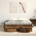 vidaXL Cadru de pat cu sertare Lemn vechi 120 x 200 cm Lemn compozit