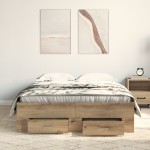 vidaXL Cadru de pat cu sertare cu sertar stejar artizanal 120 x 200 cm