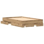 vidaXL Cadru de pat cu sertare cu sertar stejar artizanal 120 x 200 cm