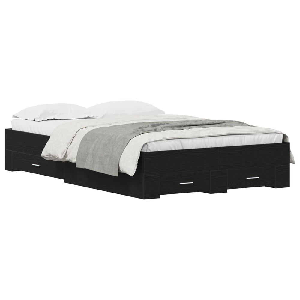 vidaXL Cadru de pat cu sertare Stejar negru 120 x 200 cm Lemn compozit