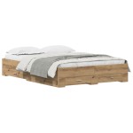 vidaXL Cadru de pat cu sertare cu sertar stejar artizanal 135 x 190 cm