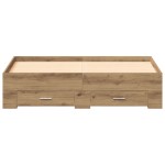 vidaXL Cadru de pat cu sertare cu sertar stejar artizanal 135 x 190 cm