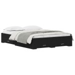 vidaXL Cadru de pat cu sertare Stejar negru 135 x 190 cm Lemn compozit