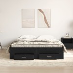 vidaXL Cadru de pat cu sertare Stejar negru 135 x 190 cm Lemn compozit