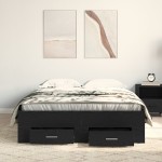 vidaXL Cadru de pat cu sertare Stejar negru 120 x 190 cm Lemn compozit