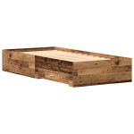 vidaXL Cadru de pat cu sertare Lemn vechi 90 x 200 cm Lemn compozit