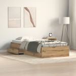 Cadru de pat vidaXL Artisan Stejar 90x200 cm Lemn prelucrat Cadru de pat vidaXL Artisan Stejar 90x200 cm Lemn prelucrat