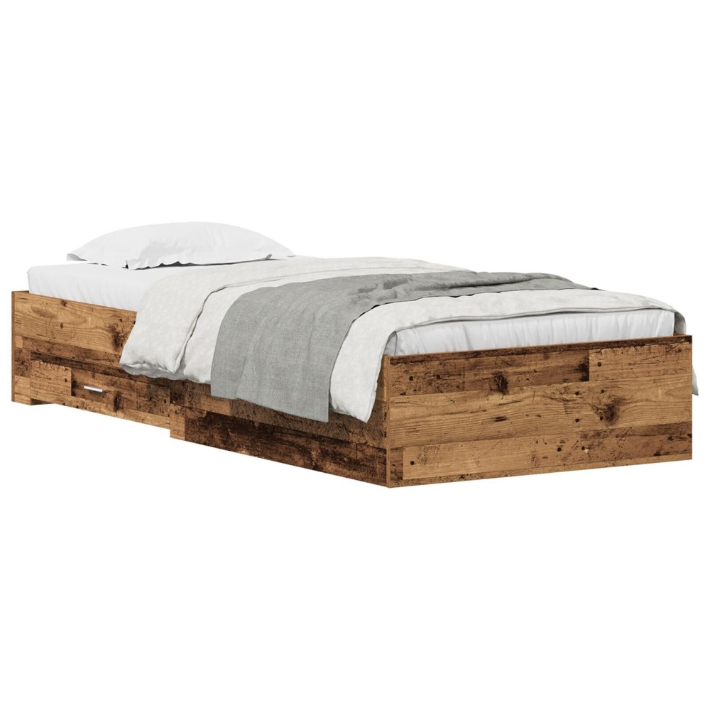 Rama pat vidaXL Lemn vechi 90x190 cm Lemn ingineresc