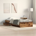 Rama pat vidaXL Lemn vechi 90x190 cm Lemn ingineresc Rama pat vidaXL Lemn vechi 90x190 cm Lemn ingineresc