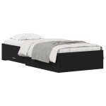 Pat vidaXL Cadru Negru Stejar 90x190 cm Lemn prelucrat Pat vidaXL Cadru Negru Stejar 90x190 cm Lemn prelucrat