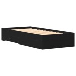Pat vidaXL Cadru Negru Stejar 90x190 cm Lemn prelucrat Pat vidaXL Cadru Negru Stejar 90x190 cm Lemn prelucrat