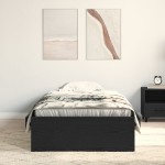 Pat vidaXL Cadru Negru Stejar 90x190 cm Lemn prelucrat Pat vidaXL Cadru Negru Stejar 90x190 cm Lemn prelucrat