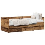 vidaXL Cadru de daybed cu sertare Lemn vechi 90 x 190 cm Lemn compozit