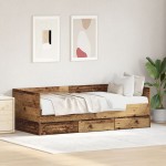 vidaXL Cadru de daybed cu sertare Lemn vechi 90 x 190 cm Lemn compozit
