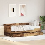 vidaXL Cadru de daybed cu sertare Lemn vechi 90 x 190 cm Lemn compozit