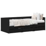 vidaXL Cadru de daybed cu sertare cu sertar Stejar negru 90 x 190 cm