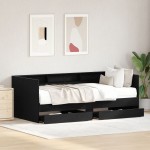 vidaXL Cadru de daybed cu sertare Stejar negru 90 x 190 cm vidaXL Cadru de daybed cu sertare Stejar negru 90 x 190 cm