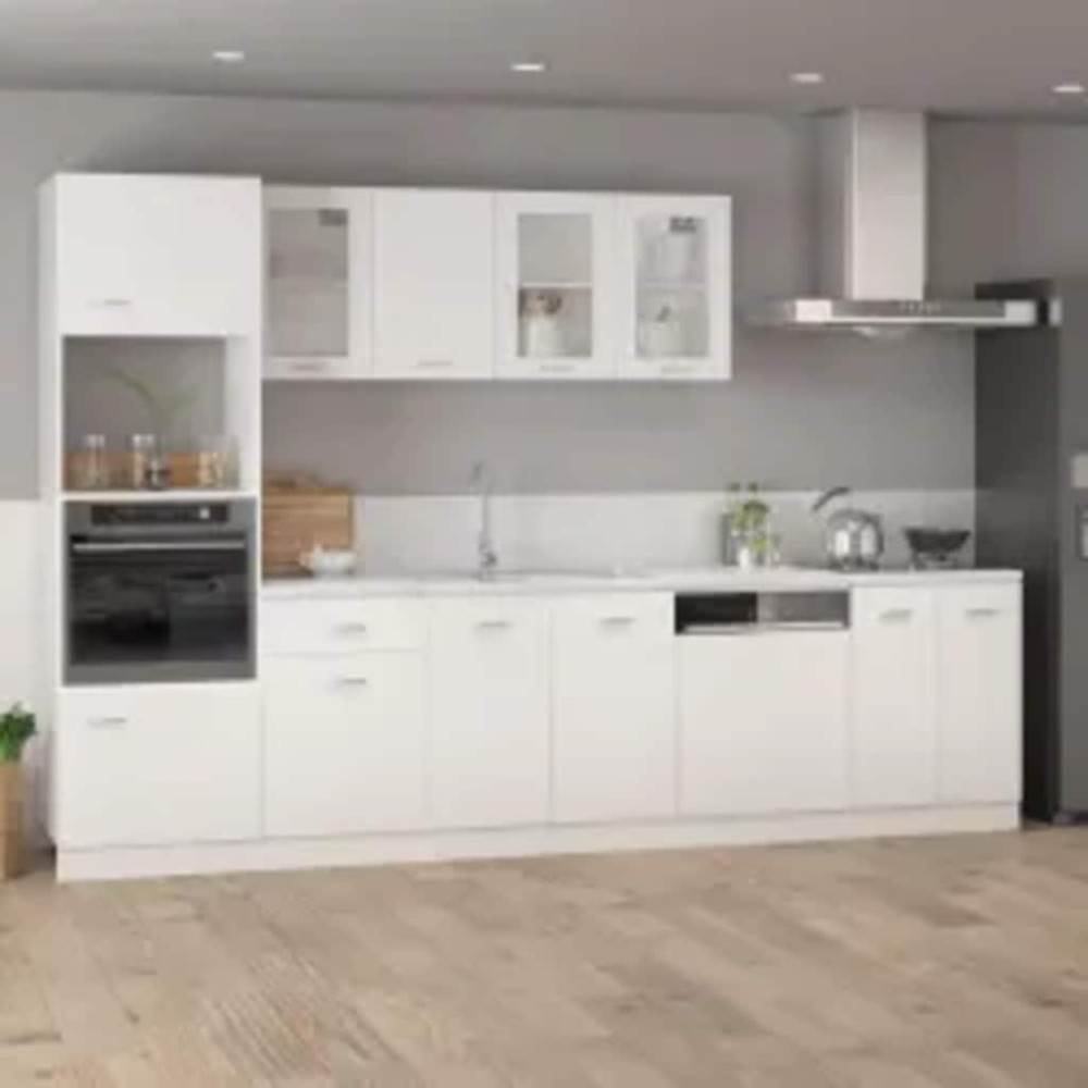 vidaXL Dulap cuptor microunde “Lyon”, alb, 60 x 57 x 207 cm, PAL