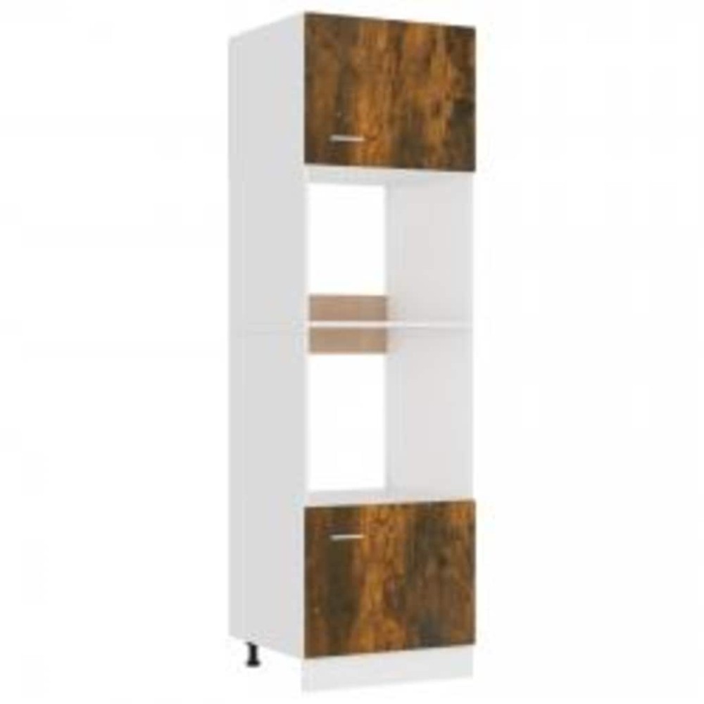 vidaXL Dulap cuptor microunde “Lyon” stejar afumat 60x57x207cm