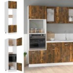 vidaXL Dulap cuptor microunde “Lyon” stejar afumat 60x57x207cm vidaXL Dulap cuptor microunde “Lyon” stejar afumat 60x57x207cm