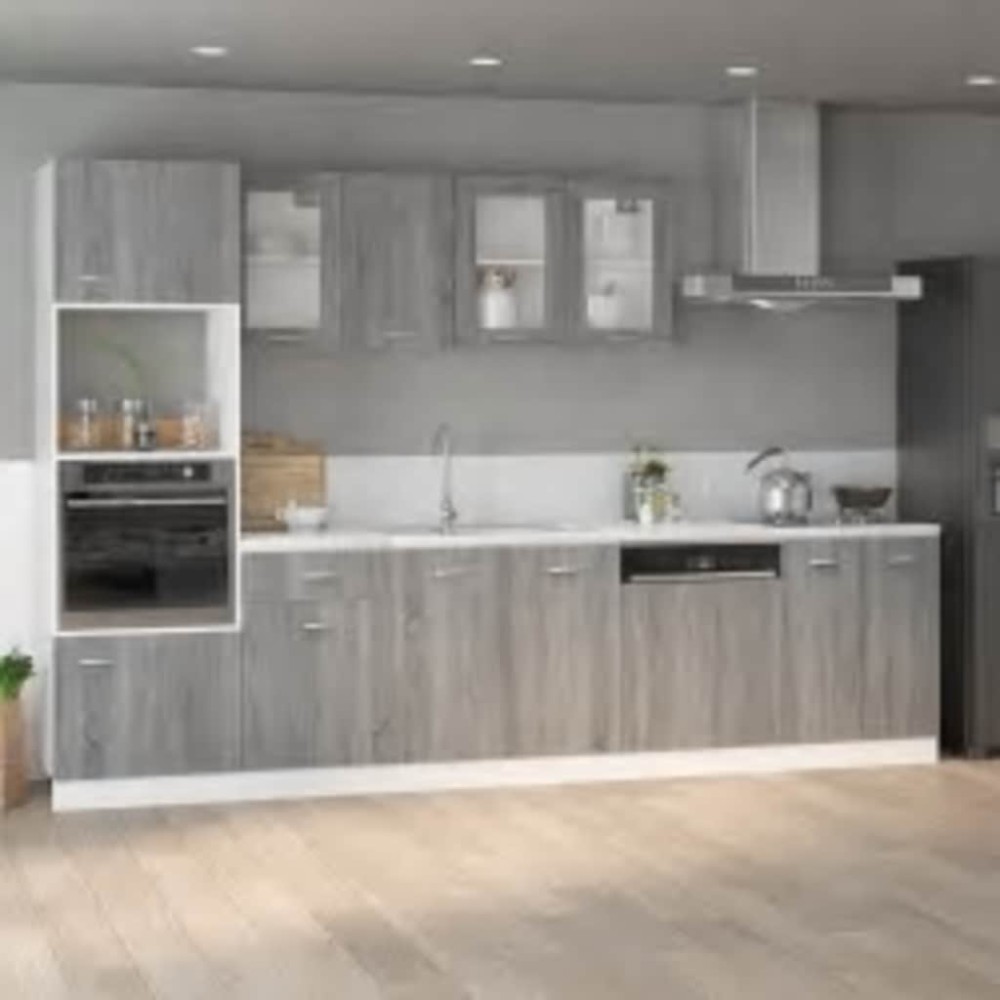 vidaXL Dulap cuptor microunde “Lyon”, gri sonoma, 60x57x207cm