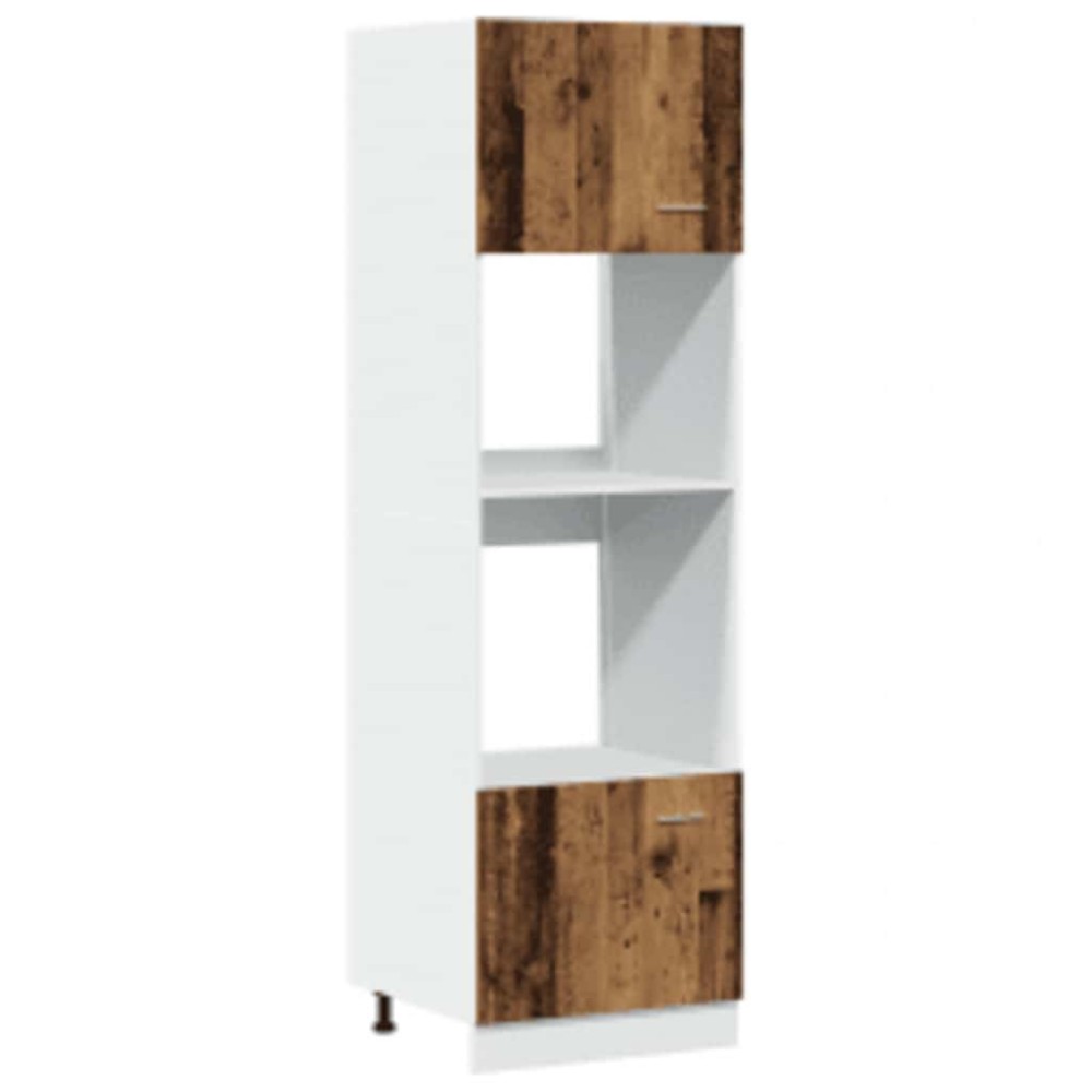 vidaXL Dulap cuptor microunde “Lyon”, Lemn vechi, 60 x 57 x 207 cm