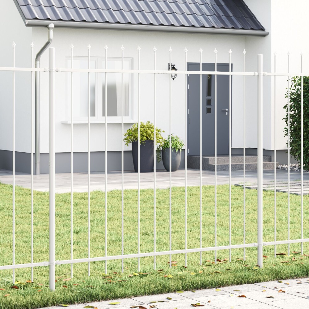vidaXL Gard Alb cu Vârf de Lance - 10.2 x 1.5 m din Oțel