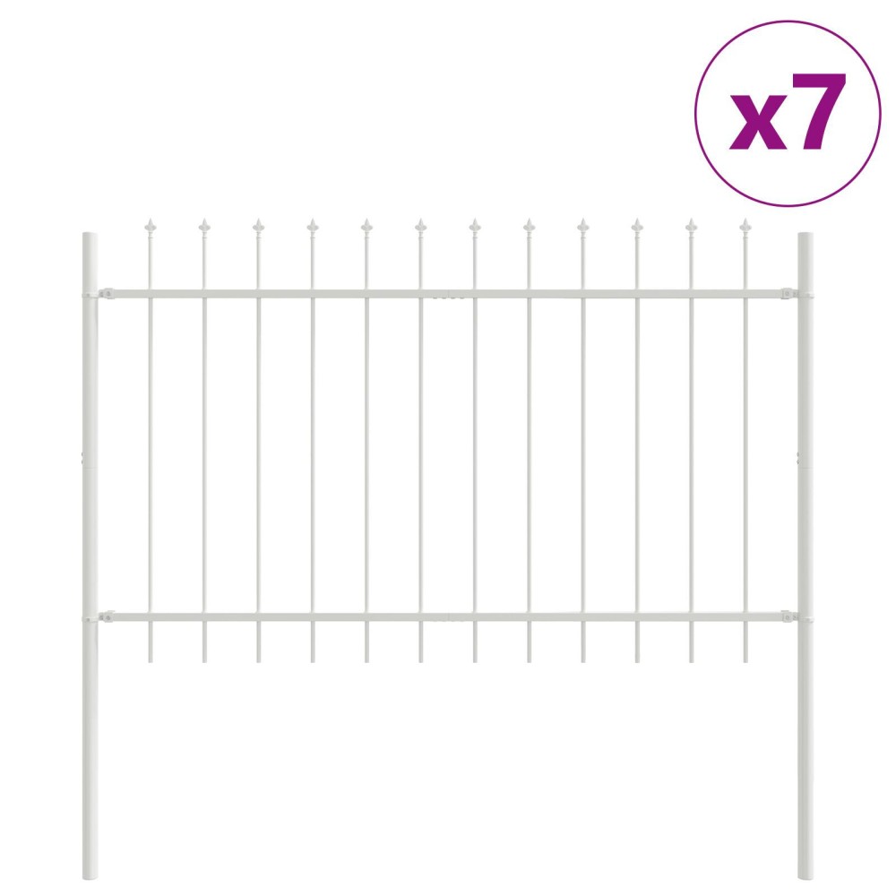 vidaXL Gard alb cu vârf de lance – 11.9x1.2 m, fabricat din oțel.