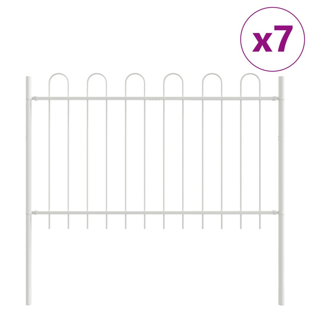 vidaXL Zid de grădină cu vârf de arc alb, 11,9x1,2 m din oțel