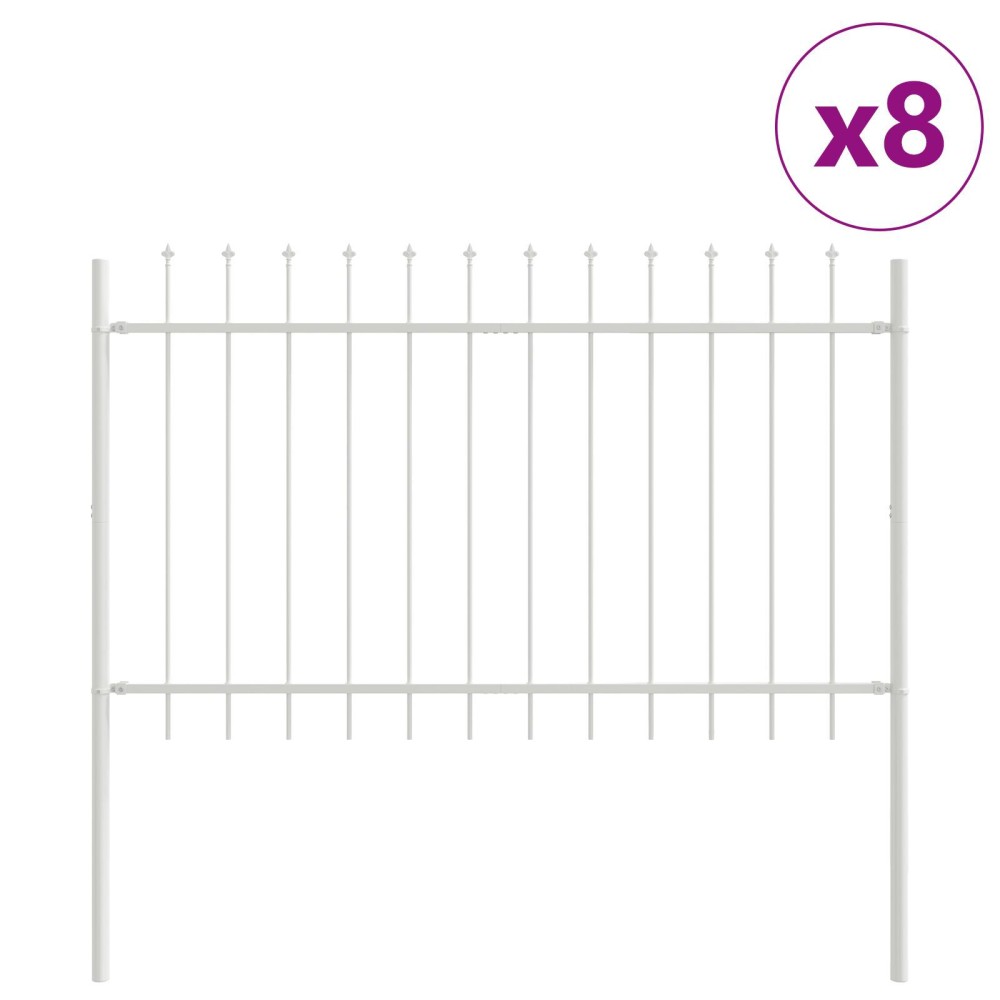 vidaXL Gard Alb cu Vârf de Lance - 13.6 x 1.2 m, din Oțel