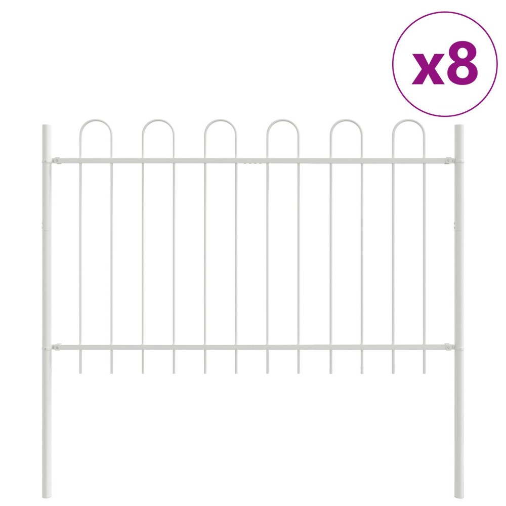 vidaXL Gard alb cu Vârf Hoop - 13.6 x 0.8 m - Oțel